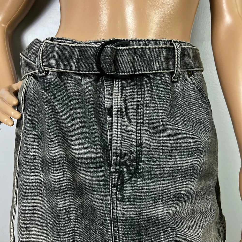 NEW BEN TAVERNITI UNRAVEL PROJECT DISTRESSED DENIM SKIRT - Picture 3 of 8